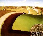 Grant Wood Spring Plowing oil painting on canvas